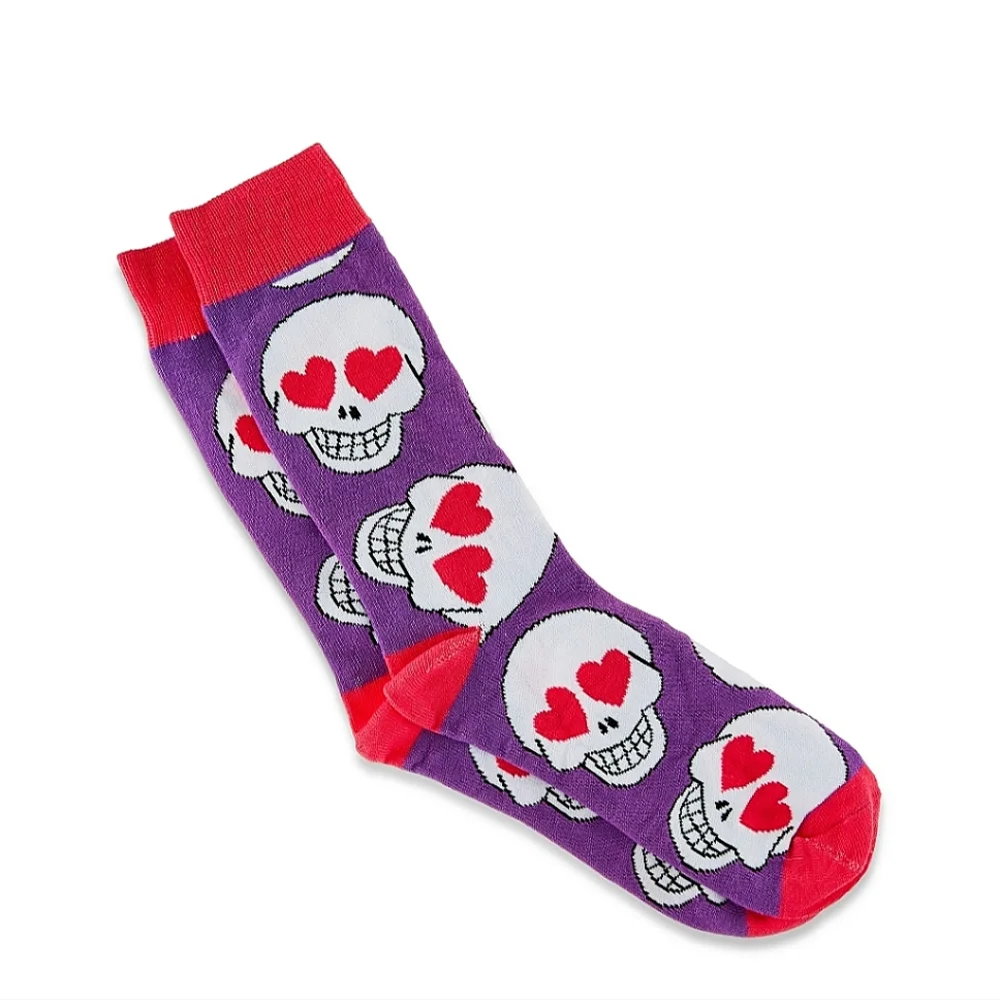 Skull Socks Heart Eyes - Crew Length Valentine's Day Collection